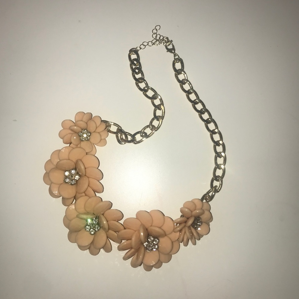 Pink & Gold Clunky Flowered Necklace